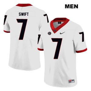 Men's Georgia Bulldogs NCAA #7 D'Andre Swift Nike Stitched White Legend Authentic College Football Jersey GOX2854FZ